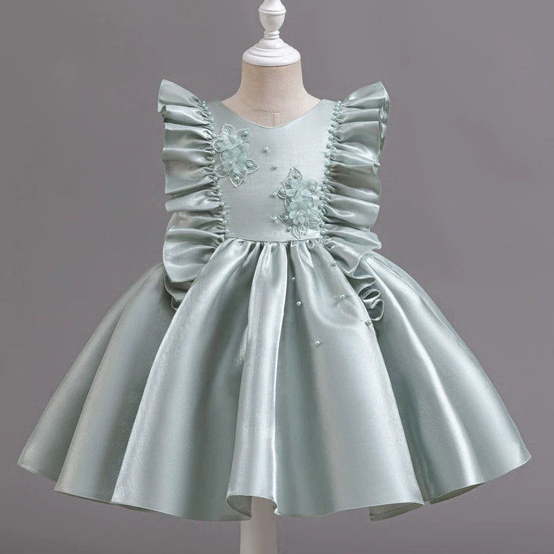 Vestido De Festa Luxo Florzinhas com Pérolas