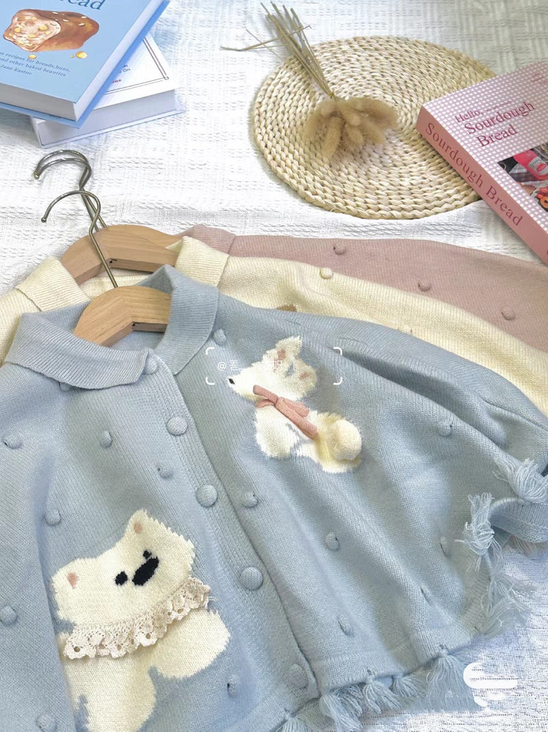 Cardigan Infantil Feminino Pompom Ursinho