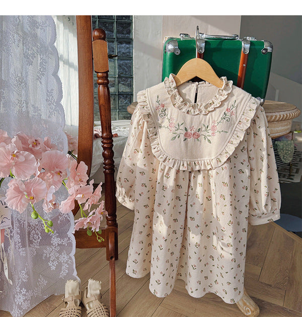 Vestido Infantil Floral Gola Bordada