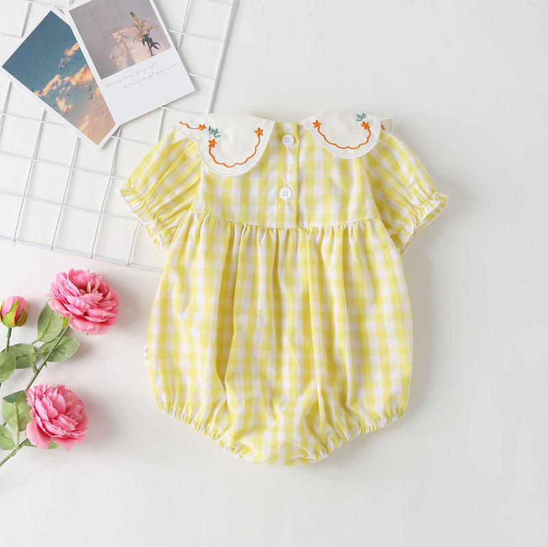 Body Infantil Feminino Xadrez Amarelo