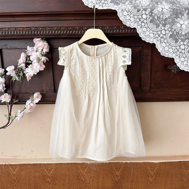 Vestido Infantil Rendado e Tule