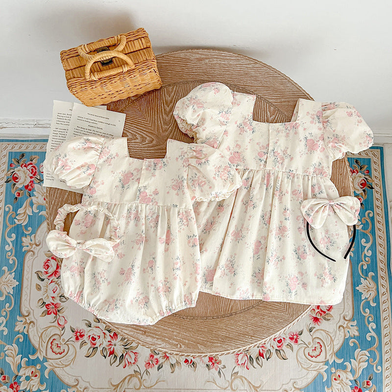 Body/ Vestido Infantil Flores Lacinho