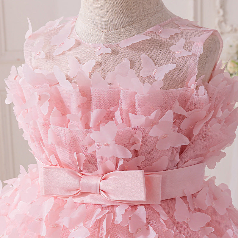 Vestido Infantil Rosa Pequenas Borboletas