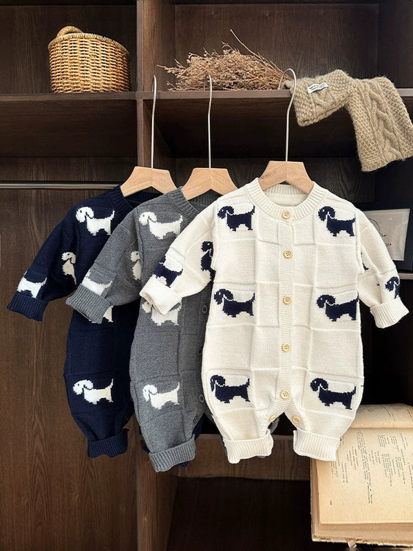Macacão Infantil de Tricô Cachorrinhos