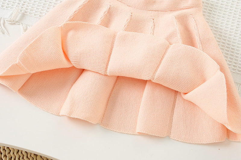 Conjunto Infantil Feminino Tricô Inverno Pompomzinhos