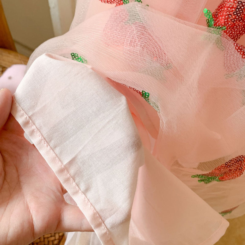 Vestido Infantil Tule Moranguinhos