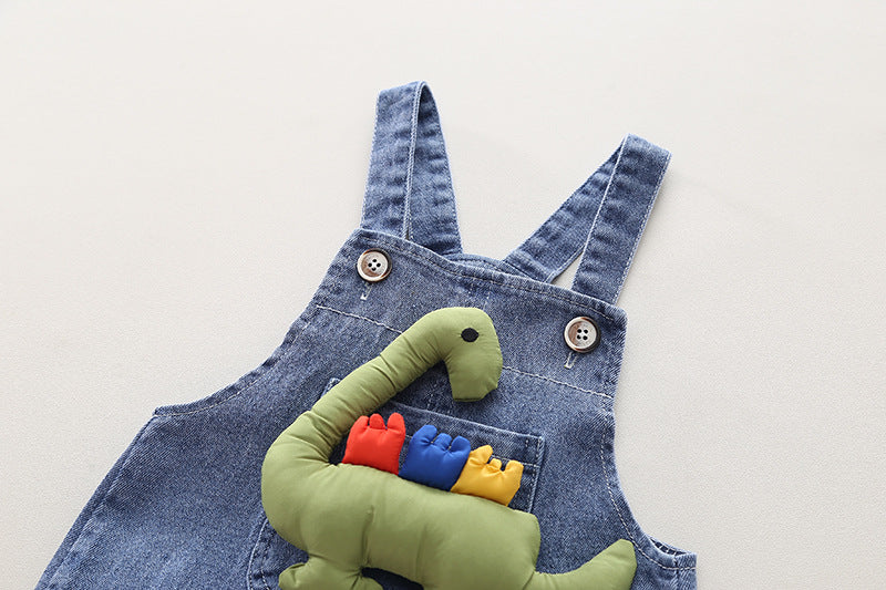 Conjunto Infantil Masculino Jardineira Dinossauro