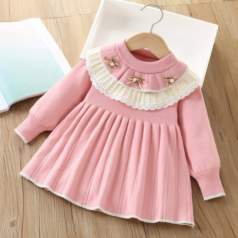 Vestido Infantil Tricô Mussi Florzinhas