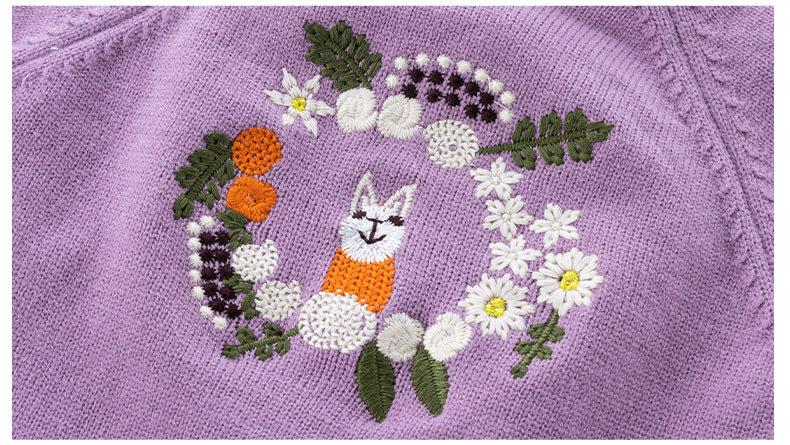 Conjunto Infantil Feminino Tricô Florzinhas