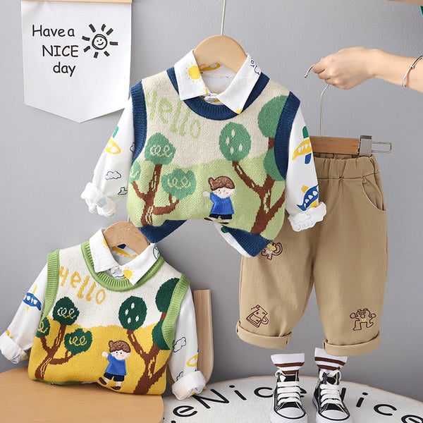 Conjunto Infantil Masculino 3 Peças Colete Menininho