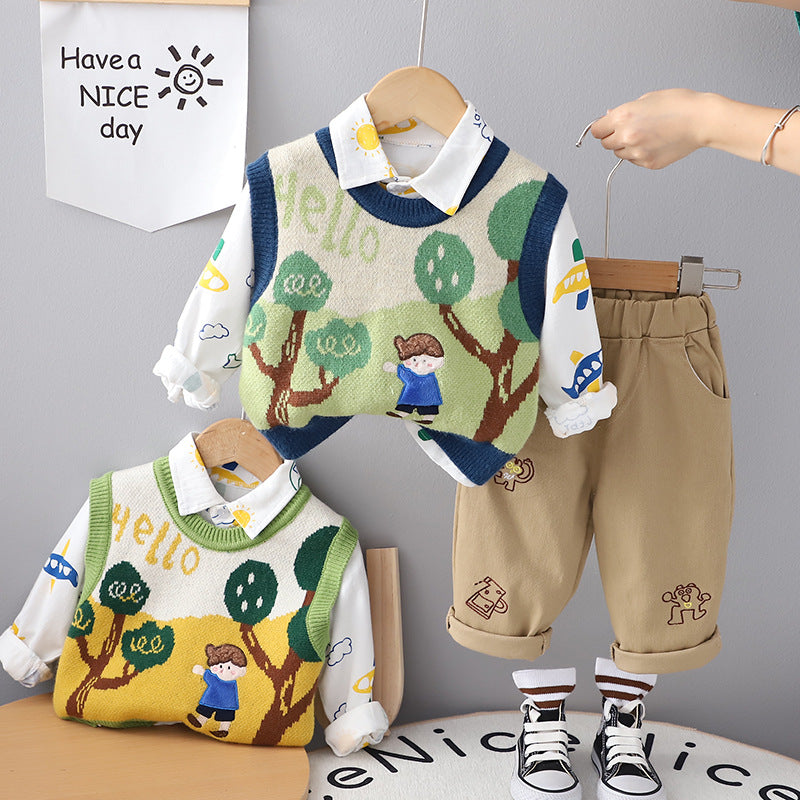 Conjunto Infantil Masculino 3 Peças Colete Menininho
