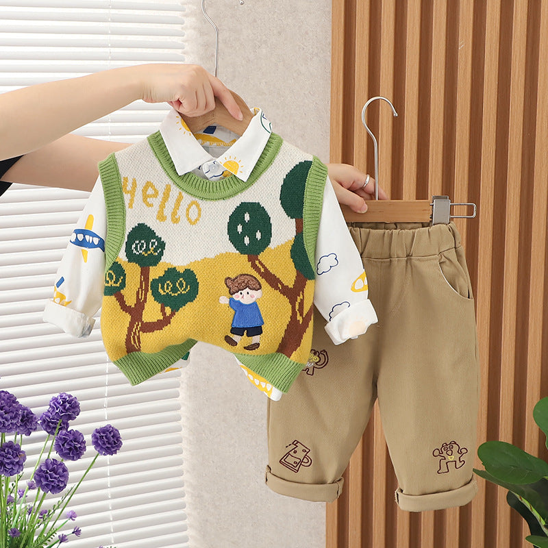 Conjunto Infantil Masculino 3 Peças Colete Menininho