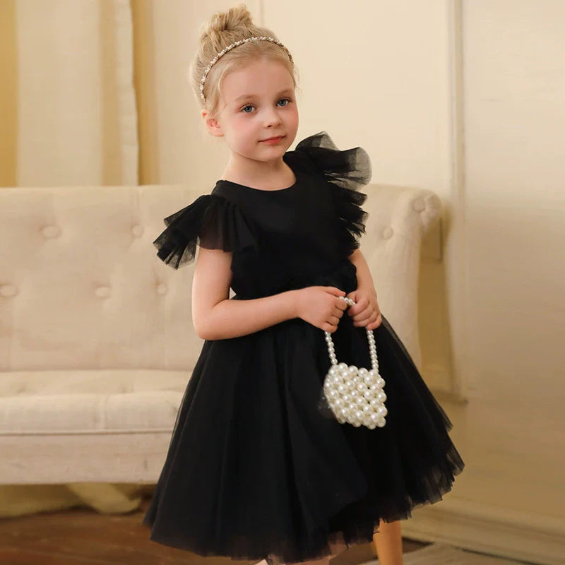Vestido Infantil de Tule Manguinha Voadora