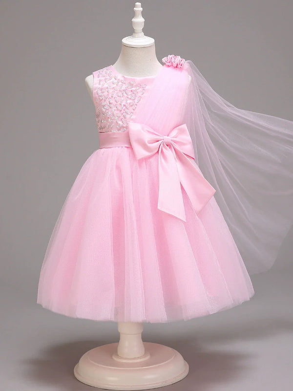 Vestido De Festa de Tule Brilhos e Lacinho