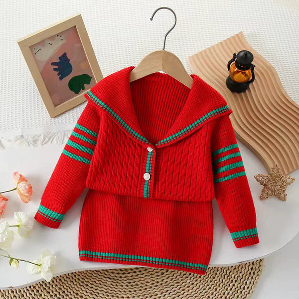 Conjunto Infantil Feminino Tricõ Vermelho