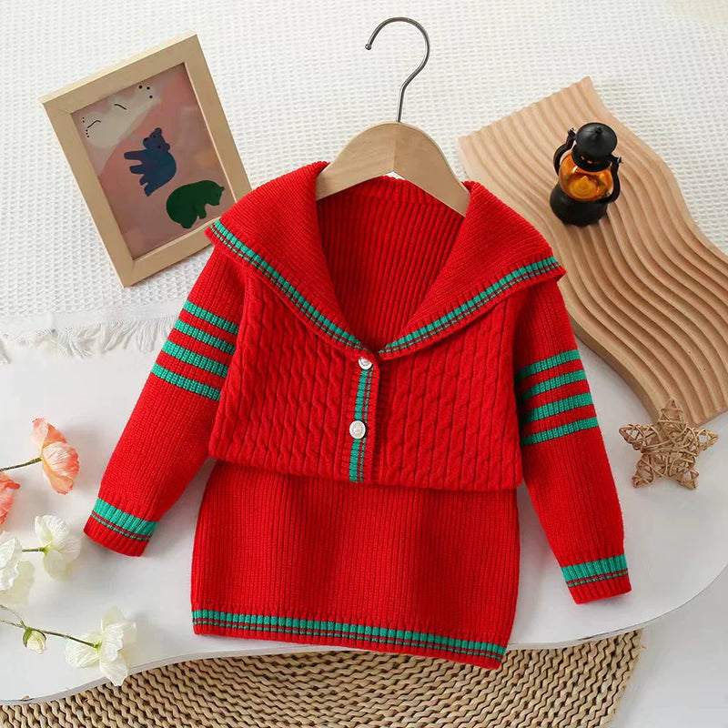 Conjunto Infantil Feminino Tricõ Vermelho