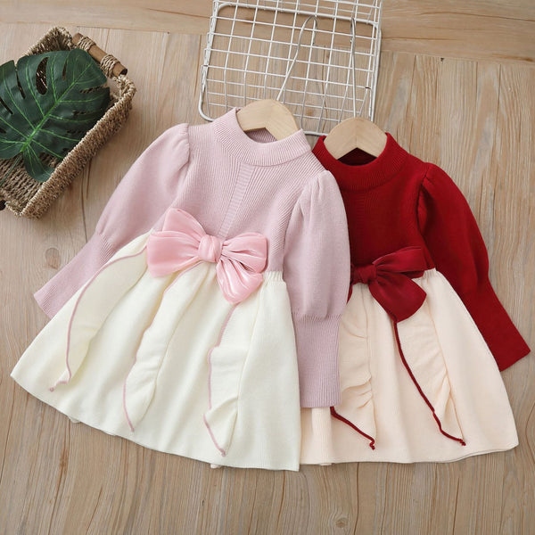 Vestido Infantil Inverno Tricô Lacinho