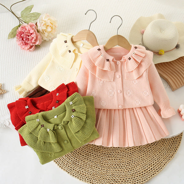 Conjunto Infantil Feminino Tricô Florzinhas