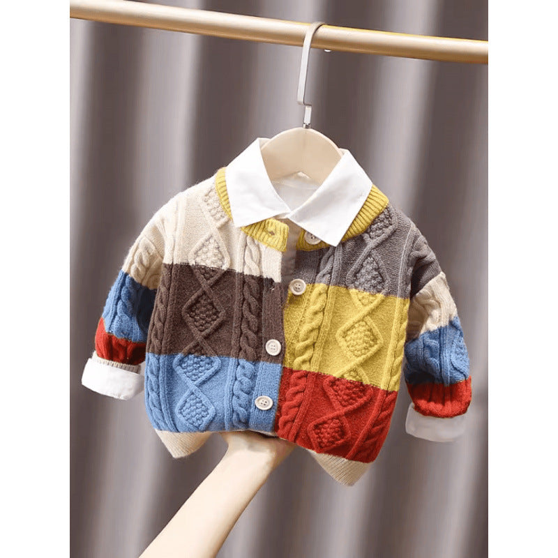 Suéter Infantil Masculino Tricô Colorido