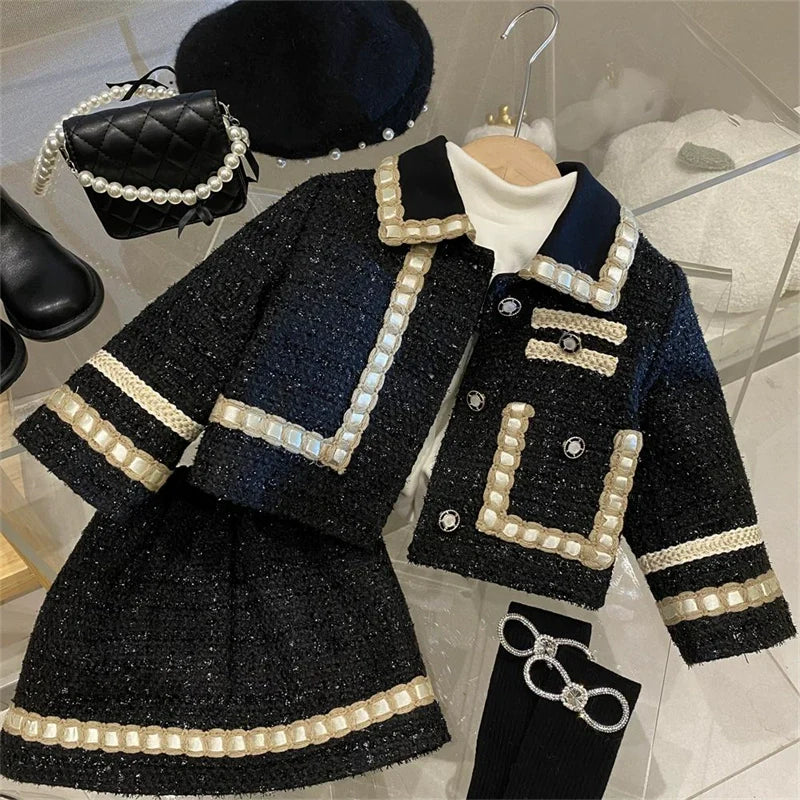 Conjunto Infantil Feminino Tweed Brilhos Botõeszinhos