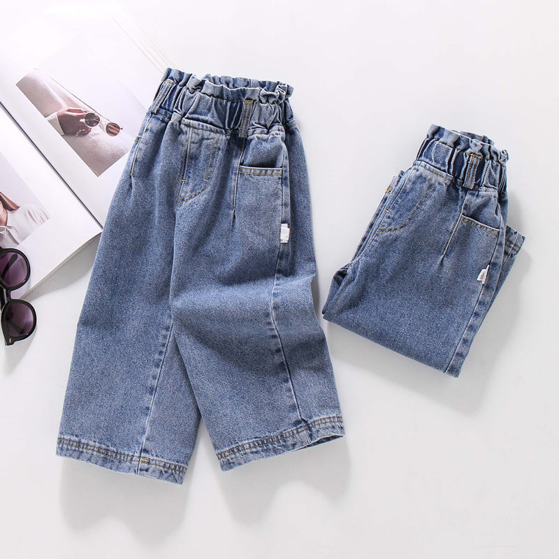 Calça Infantil Feminina Jeans Pantalona