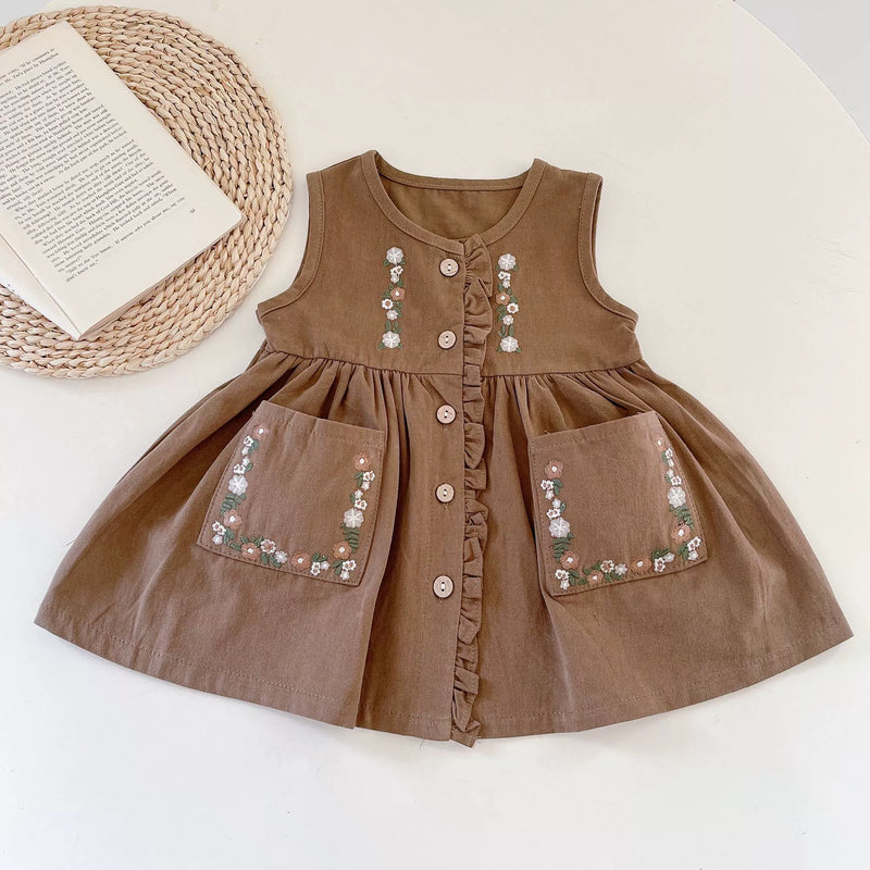 Vestido + Camisa Infantil Bordada Florzinhas