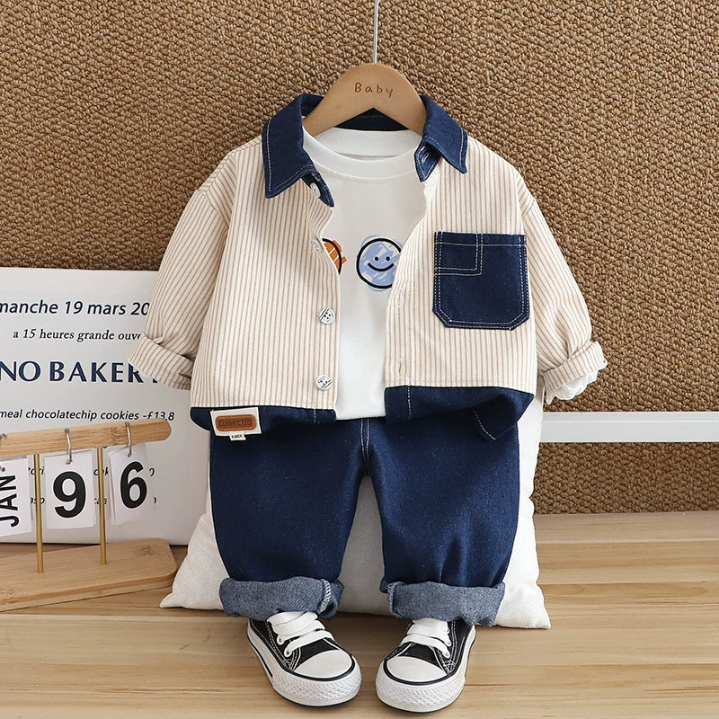 Conjunto Infantil Masculino 3 Peças Lístras Emoji