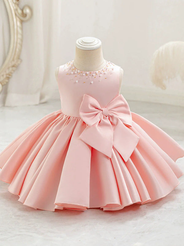 Vestido Infantil  De Festa Pérolas Lacinho