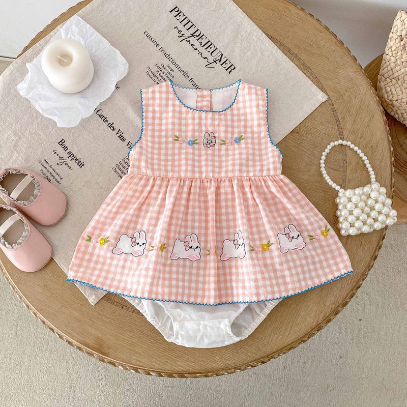 Body Infantil Feminino Xadrez Coelhinhos