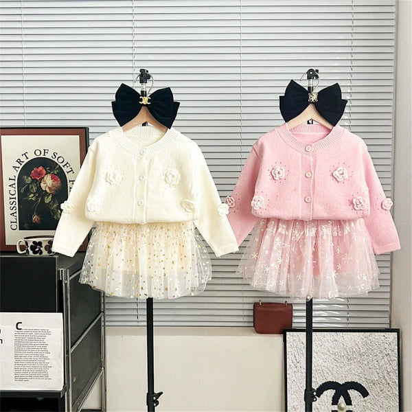 Conjunto Infantil Flores e Saia Tule