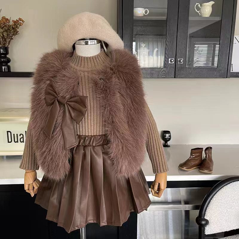 Conjunto Infantil Feminino 3 Peças Pelinhos e Lacinho
