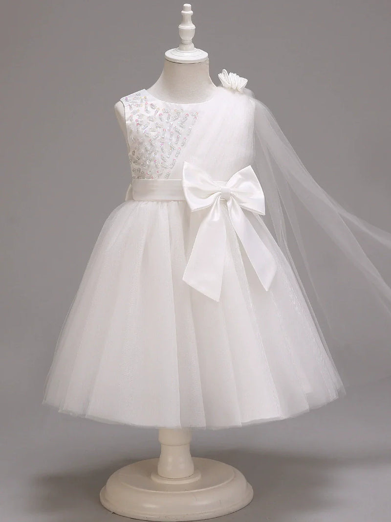 Vestido De Festa de Tule Brilhos e Lacinho