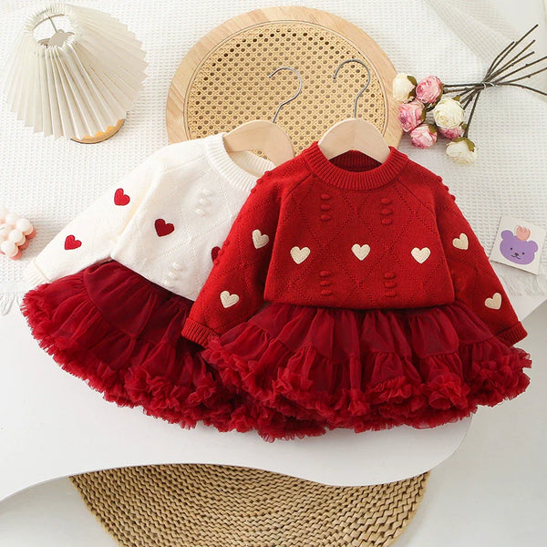 Conjunto Infantil Feminino Tricô Love Tule