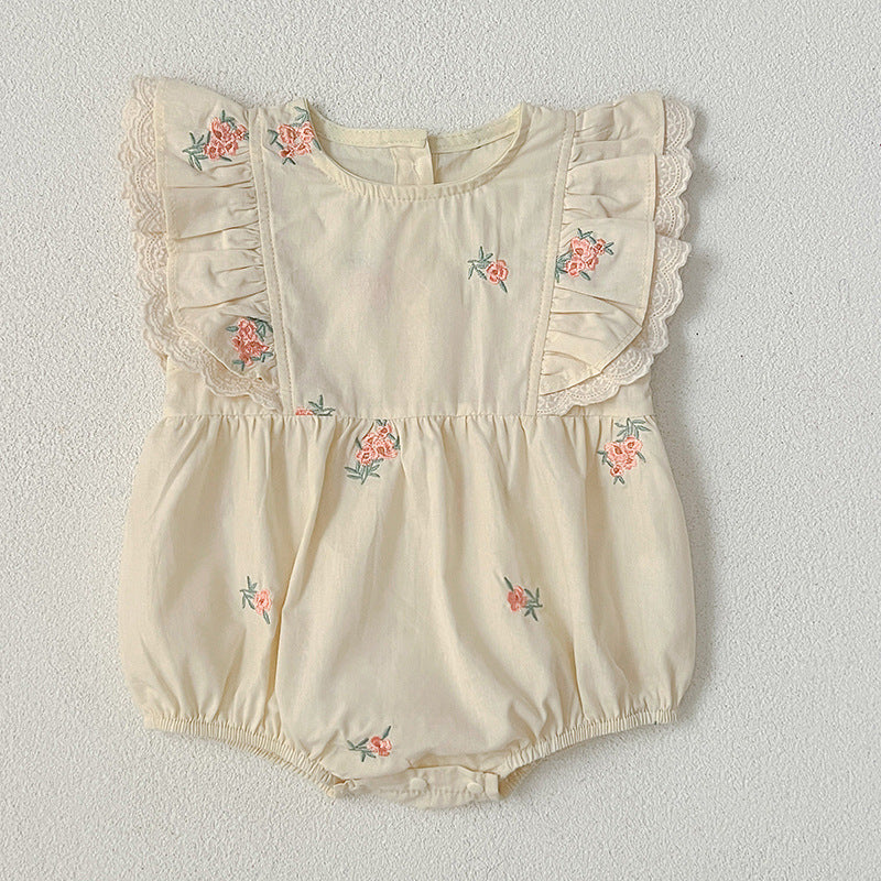 Body Infantil Verão Floral e Renda