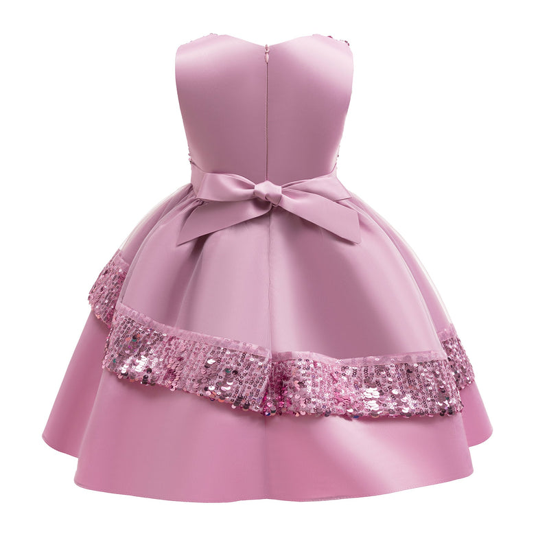 Vestido Infantil de Festa Lantejoulas Lacinho