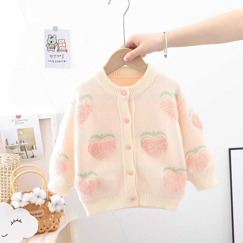 Cardigan Infantil Feminino Frutinha Coração