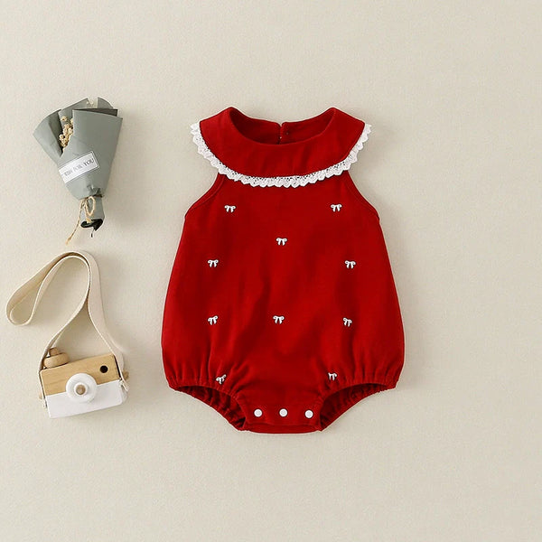 Body Infantil Feminino Vermelho Lacinhos