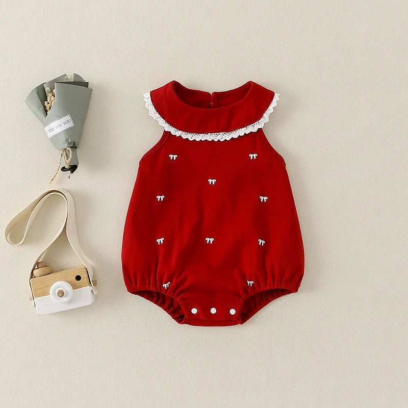 Body Infantil Feminino Vermelho Lacinhos