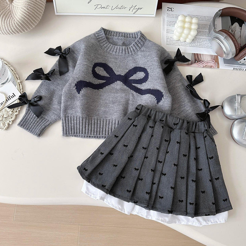 Conjunto Infantil de Tricô Inverno Lacinhos