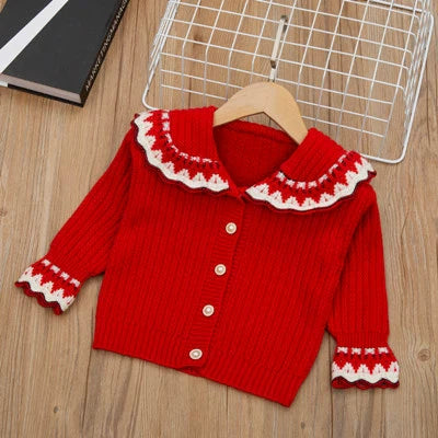 Cardigan Infantil Tricô infantil Pérolas