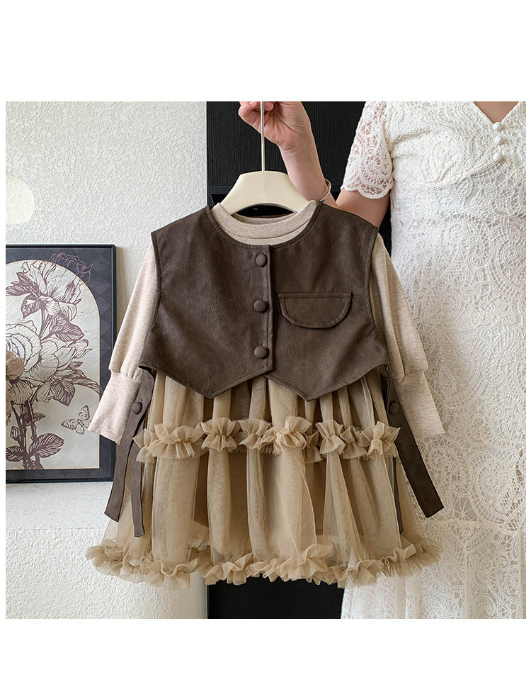 Conjunto Infantil Colete + Vestido Tule