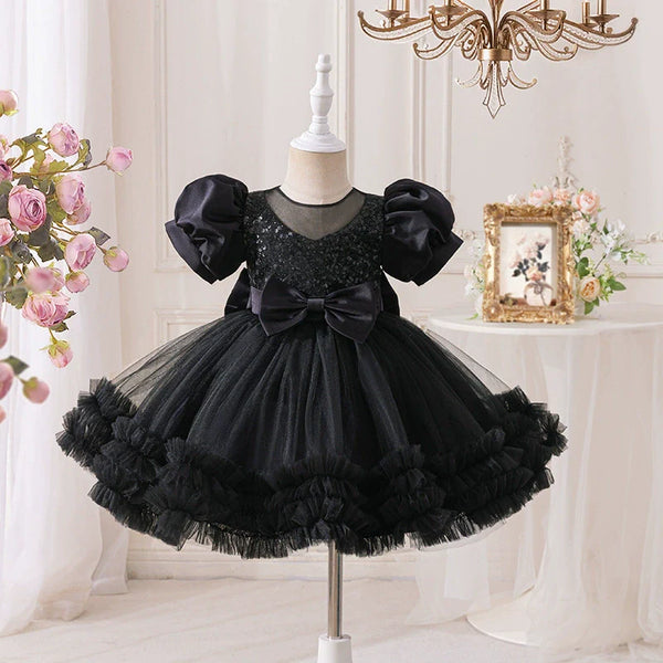 Vestido de Festa Bufante com Laço e Brilhos