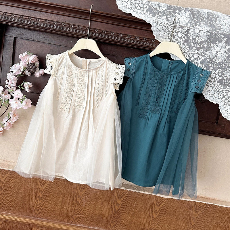 Vestido Infantil Rendado e Tule