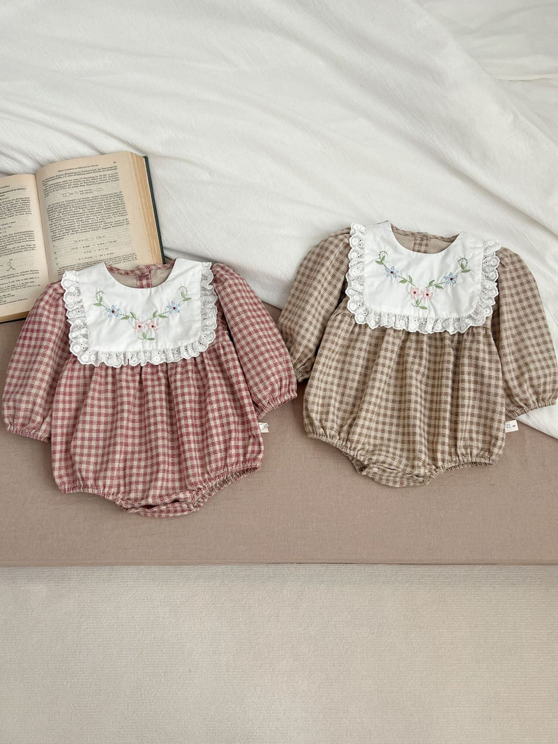 Body Infantil Feminino Xadrez Florzinhas