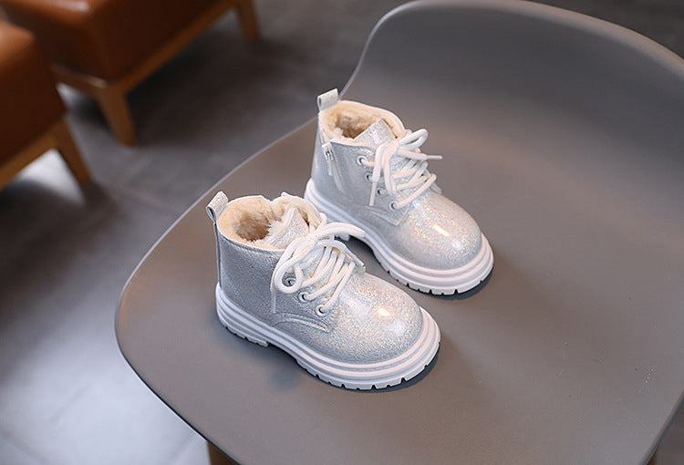 Bota Infantil Feminina Brilhante Pelinhos
