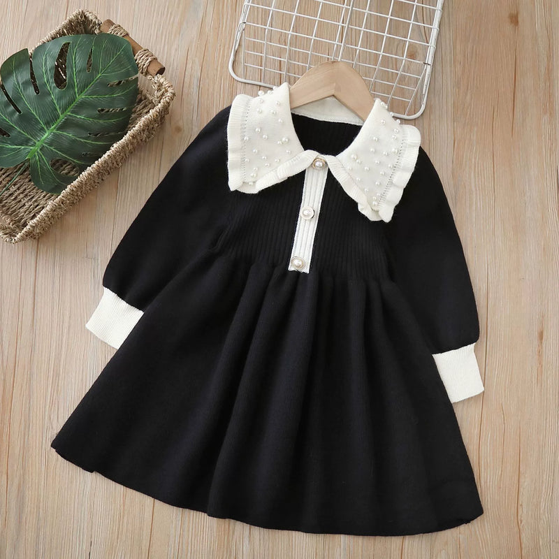 Vestido Infantil Tricô Pérolas