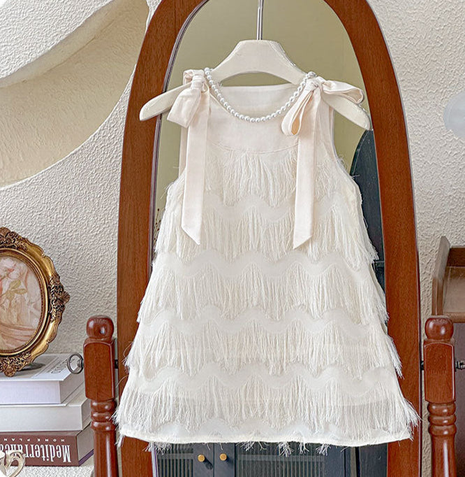 Vestido Infantil Plumas Lacinho