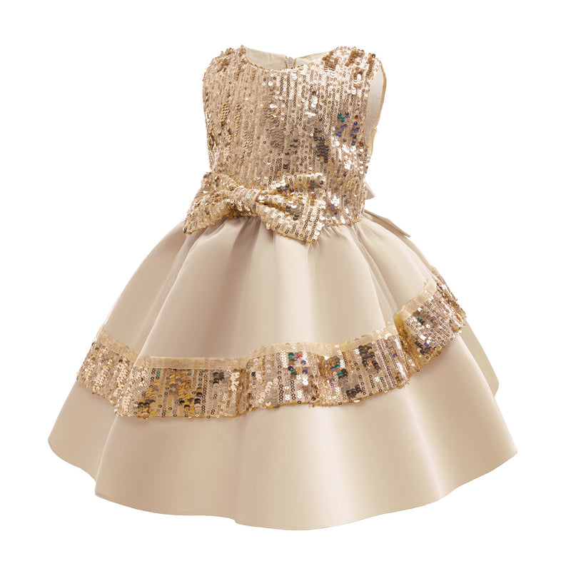 Vestido Infantil de Festa Lantejoulas Lacinho