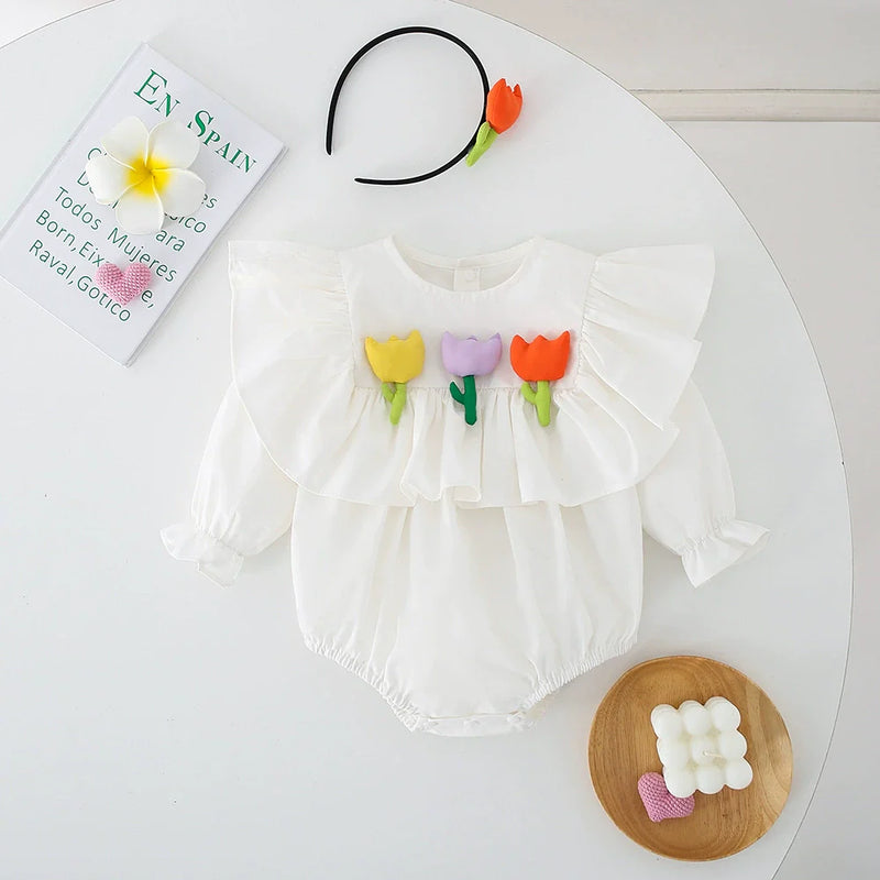 Body/ Vestido Infantil Florzinhas Coloridas