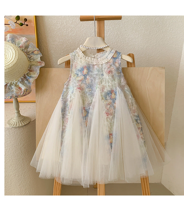 Vestido Infantil Floral  Babados de Tule